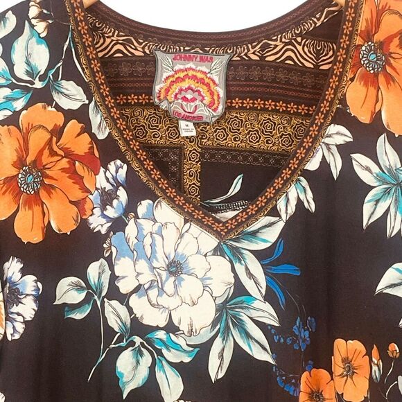 JOHNNY WAS Golden Spring Favorite Long Slv V-neck Swing Tee Bamboo Top - Picture 4 of 11